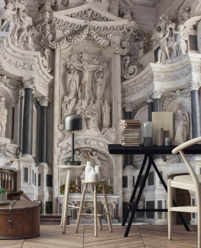 Carved Marble Altar in French Chapel Wallpaper Carved Marble Altar in French Chapel Wallpaper