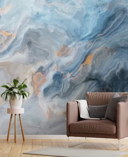 blå marmor tapetväggmålning kallad Ocean Blue Marble för kök, matsalar och badrum blå marmor tapetväggmålning kallad Ocean Blue Marble för kök, matsalar och badrum