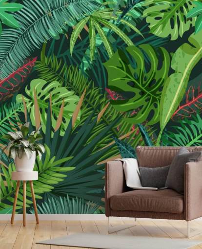 Monstera Leaves Wallpaper Mural Monstera Leaves Wallpaper Mural