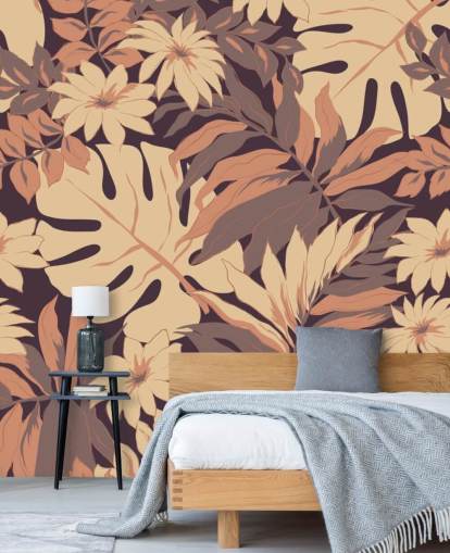 Papier peint feuilles roses exotiques Papier peint feuilles roses exotiques