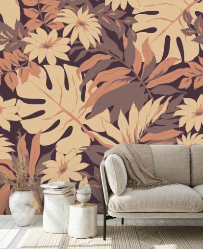 Papel de parede exótico de folhas Papel de parede exótico de folhas