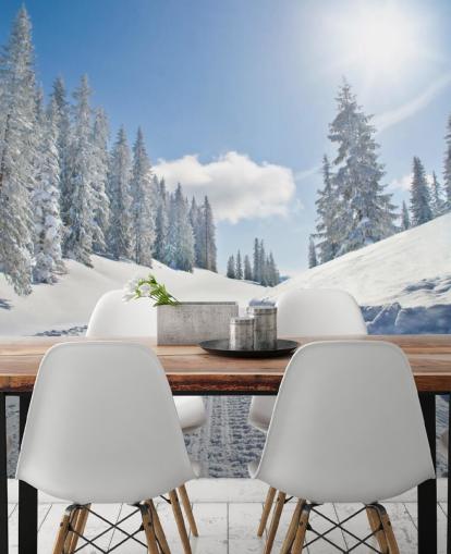 Tyhjä lumi peitetty tie taustakuva Tyhjä lumi peitetty tie taustakuva