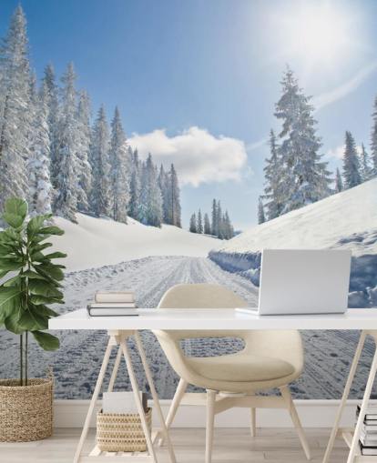 Leere schneebedeckte Straße Wallpaper Leere schneebedeckte Straße Wallpaper