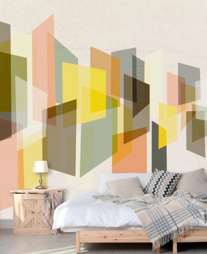 arte abstracto de mediados de siglo en papel tapiz amarillo, marrón, negro y naranja arte abstracto de mediados de siglo en papel tapiz amarillo, marrón, negro y naranja