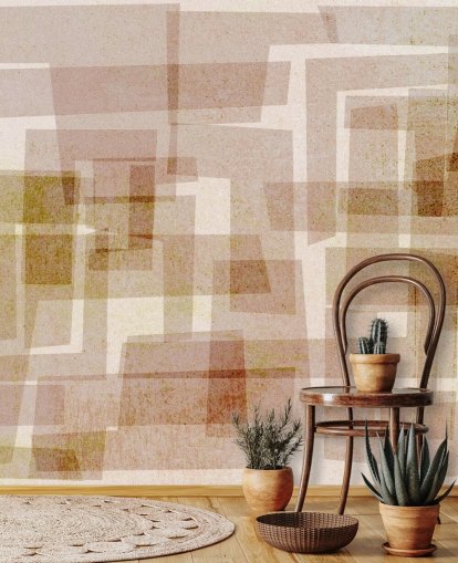 Bruin vierkant abstract behang Bruin vierkant abstract behang