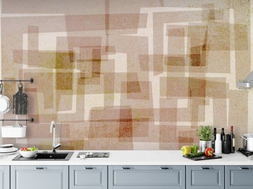 Bruin vierkant abstract behang