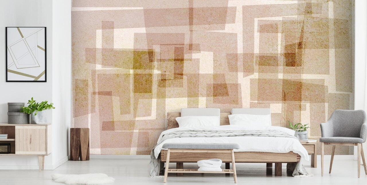 Bruin vierkant abstract behang Bruin vierkant abstract behang