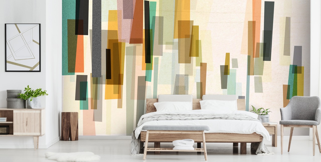 mural de papel pintado personalizado retro brillante llamado Blurred de Nicola Evans para dormitorios, salas de estar y comedores mural de papel pintado personalizado retro brillante llamado Blurred de Nicola Evans para dormitorios, salas de estar y comedores