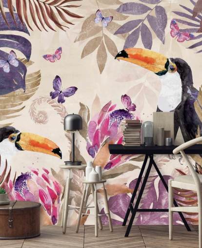 Toucans in a Tropical Jungle Wallpaper Toucans in a Tropical Jungle Wallpaper