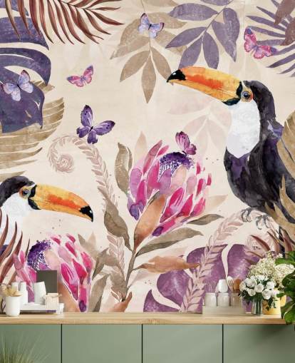 Toucans in a Tropical Jungle Wallpaper Toucans in a Tropical Jungle Wallpaper