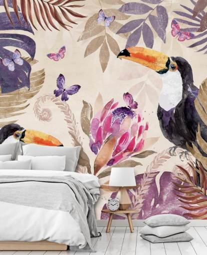 Toucans in a Tropical Jungle Wallpaper Toucans in a Tropical Jungle Wallpaper