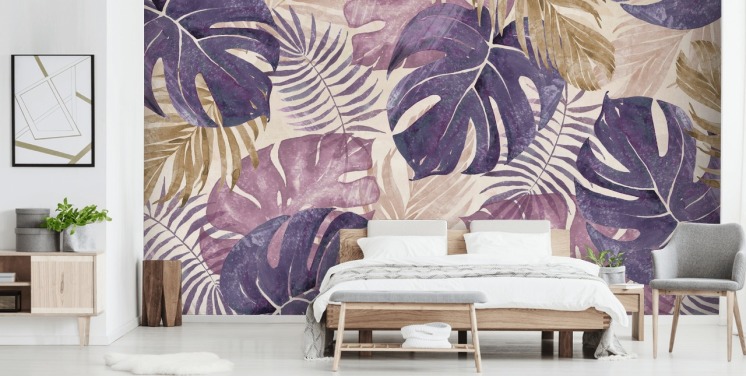 tropical leaves mural