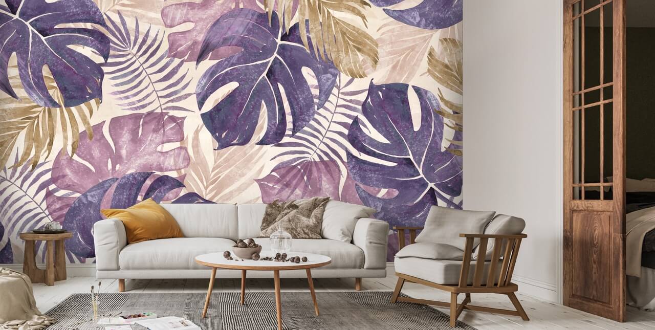 Tropical Leaves Wall Mural by Di Brookes | Wallsauce UK