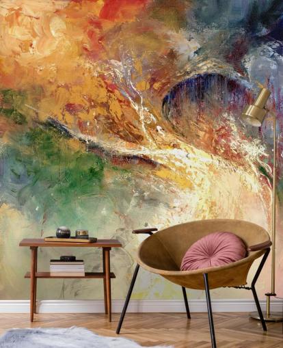 kleurrijk abstract schilderij behang kleurrijk abstract schilderij behang