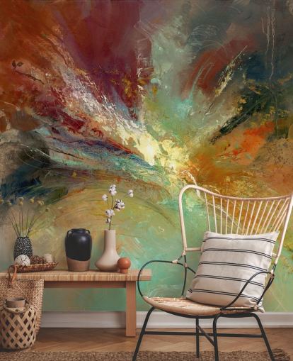 kleurrijk abstract schilderij behang kleurrijk abstract schilderij behang