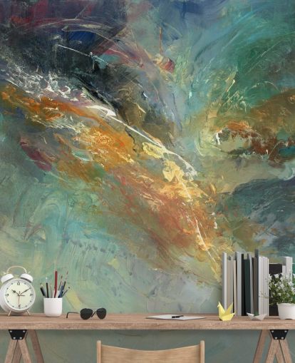 green and gold customisable abstract wallpaper mural called Intangable by Anne Farrall Doyle green and gold customisable abstract wallpaper mural called Intangable by Anne Farrall Doyle