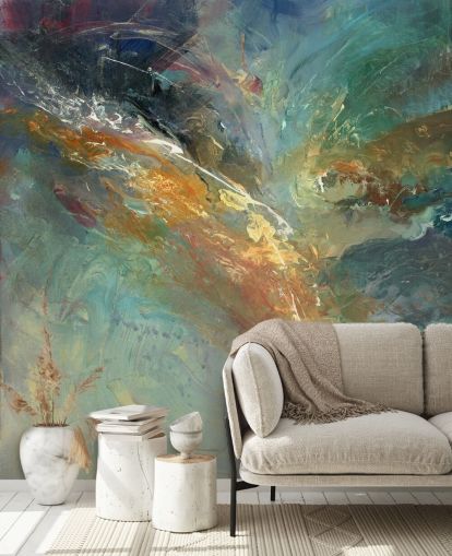 green and gold customizable abstract wallpaper mural called Intangable by Anne Farrall Doyle green and gold customizable abstract wallpaper mural called Intangable by Anne Farrall Doyle