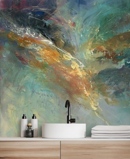 green and gold customisable abstract wallpaper mural called Intangable by Anne Farrall Doyle green and gold customisable abstract wallpaper mural called Intangable by Anne Farrall Doyle