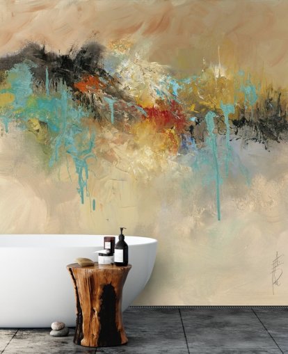 Rote personalisierbare abstrakte Wandtapete namens Red Earth von Anne Farrall Doyle für Schlafzimmer Rote personalisierbare abstrakte Wandtapete namens Red Earth von Anne Farrall Doyle für Schlafzimmer