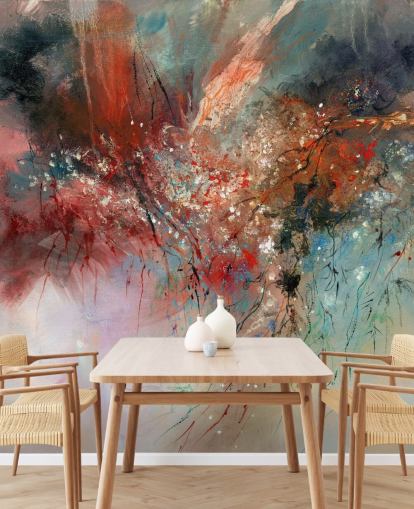 kleurrijke aanpasbare abstracte muurschildering genaamd Spirit of Autumn van Anne Farrall Doyle voor slaapkamers en woonkamers kleurrijke aanpasbare abstracte muurschildering genaamd Spirit of Autumn van Anne Farrall Doyle voor slaapkamers en woonkamers