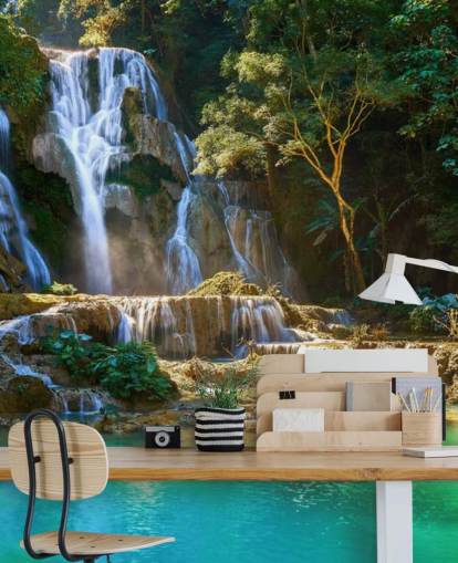 selva com lagoa azul e papel de parede cachoeira selva com lagoa azul e papel de parede cachoeira