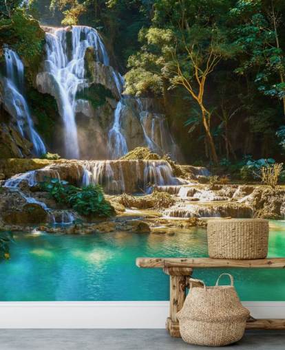 fondo de pantalla de selva con laguna azul y cascada fondo de pantalla de selva con laguna azul y cascada