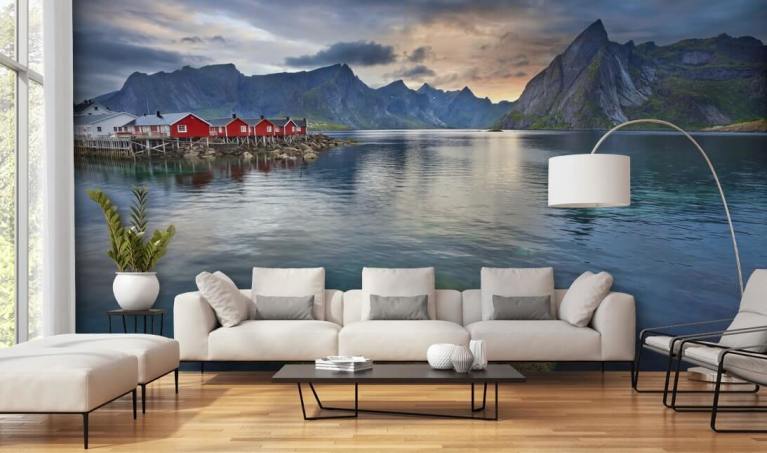 🥇 Murales de vinilo islas lofoten noruega efecto pared rota 🥇