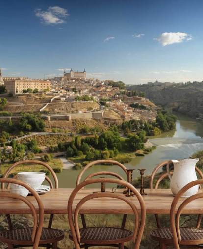 Decorazione murale con vista sulla città sul fiume Decorazione murale con vista sulla città sul fiume