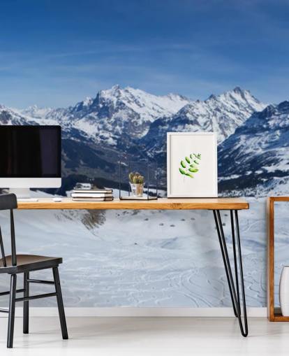 Ski in de Zwitserse Alpen Mountain Wall Mural Ski in de Zwitserse Alpen Mountain Wall Mural