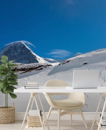 blauw-wit aanpasbaar bergbehang genaamd The Eiger voor slaapkamers, grotten en kantoren aan huis blauw-wit aanpasbaar bergbehang genaamd The Eiger voor slaapkamers, grotten en kantoren aan huis