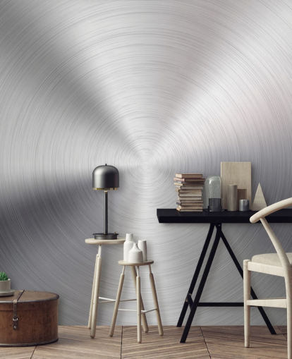 Papel de parede Silver Effect Swirl Metal Papel de parede Silver Effect Swirl Metal
