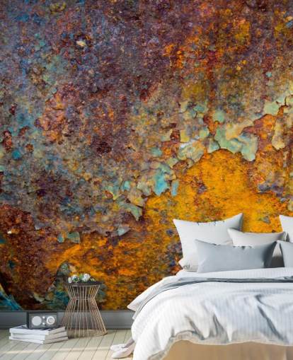 oranje koperen aanpasbare roestbehangmuurschildering genaamd Core of Corrosion voor keukens en lounges oranje koperen aanpasbare roestbehangmuurschildering genaamd Core of Corrosion voor keukens en lounges