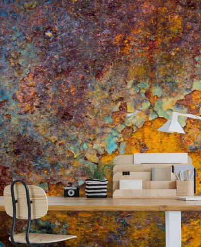 orange copper customizable rust wallpaper mural called Core of Corrosion for kitchens and lounges orange copper customizable rust wallpaper mural called Core of Corrosion for kitchens and lounges