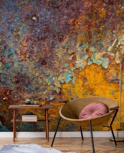 Personalisierbare Rosttapete aus orangefarbenem Kupfer mit dem Namen Core of Corrosion für Küchen und Lounges Personalisierbare Rosttapete aus orangefarbenem Kupfer mit dem Namen Core of Corrosion für Küchen und Lounges