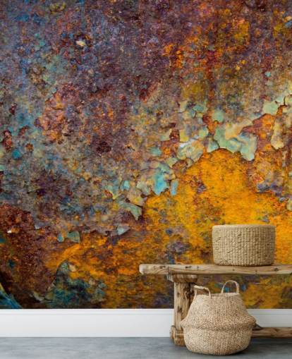 Personalisierbare Rosttapete aus orangefarbenem Kupfer mit dem Namen Core of Corrosion für Küchen und Lounges Personalisierbare Rosttapete aus orangefarbenem Kupfer mit dem Namen Core of Corrosion für Küchen und Lounges