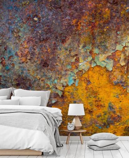 orange copper customizable rust wallpaper mural called Core of Corrosion for kitchens and lounges orange copper customizable rust wallpaper mural called Core of Corrosion for kitchens and lounges