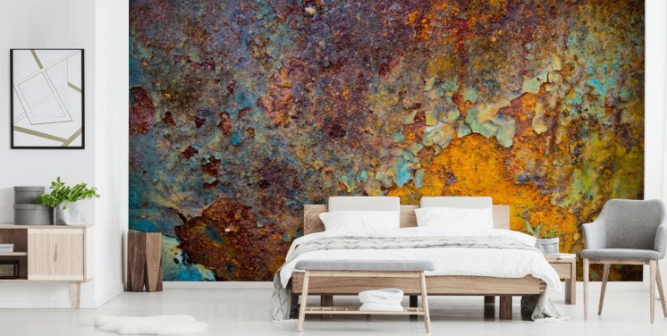 orange copper customisable rust wallpaper mural called Core of Corrosion for kitchens and lounges