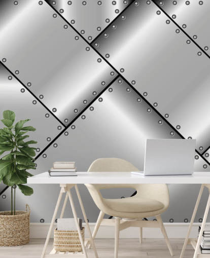 Studded Steel Metal Wallpaper Studded Steel Metal Wallpaper