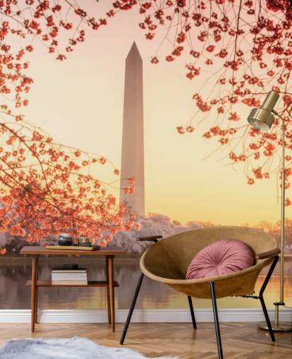 The Washington Monument and Cherry Blossom Mural The Washington Monument and Cherry Blossom Mural