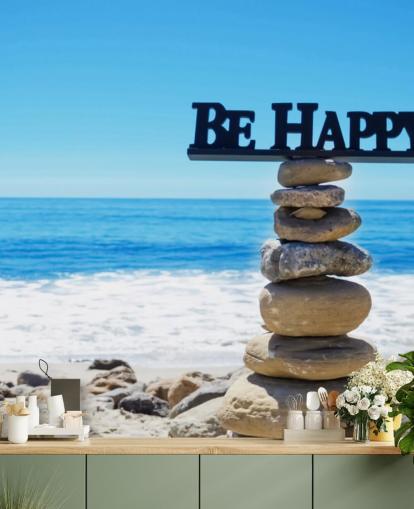 Merkki Ole onnellinen tasapainoisilla kivillä Merkki Ole onnellinen tasapainoisilla kivillä