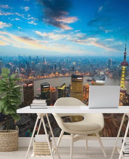 Shanghai vid skymning Shanghai at Dusk Wallpaper Shanghai vid skymning Shanghai at Dusk Wallpaper