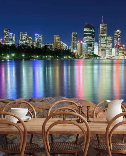 Brisbane på natten reflekterande färger på vatten tapeter Brisbane på natten reflekterande färger på vatten tapeter