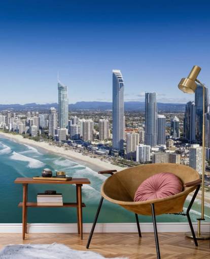 long stretch of beach next to city wallpaper long stretch of beach next to city wallpaper