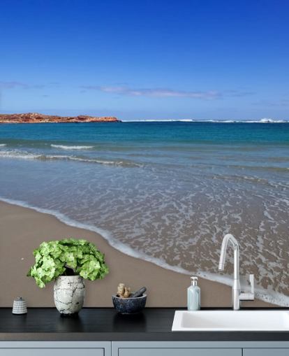 Kirkas sininen Valtava Ranta seinämaalaus Kirkas sininen Valtava Ranta seinämaalaus