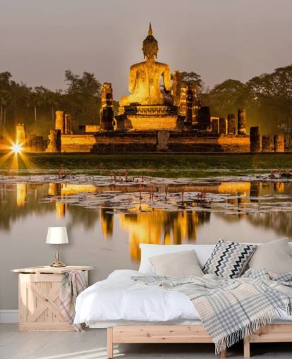 lindo mural de papel de parede personalizado da Tailândia chamado Sukhothai para banheiros, spas e escritórios domésticos lindo mural de papel de parede personalizado da Tailândia chamado Sukhothai para banheiros, spas e escritórios domésticos