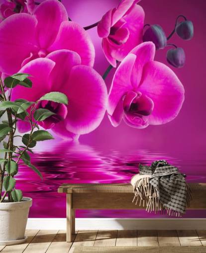 rosa tilpassbart blomstertapet veggmaleri kalt Pink Orchids for spa, hoteller og bad rosa tilpassbart blomstertapet veggmaleri kalt Pink Orchids for spa, hoteller og bad