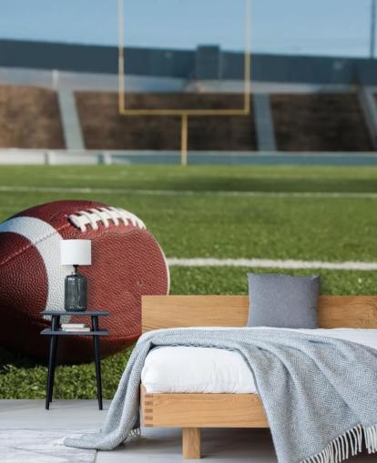 murale di football americano verde e marrone chiamato American Football Field per college, palestra e camerette per bambini murale di football americano verde e marrone chiamato American Football Field per college, palestra e camerette per bambini
