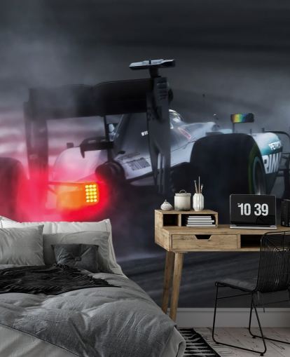 Grå F1 bil med røg tapet Grå F1 bil med røg tapet