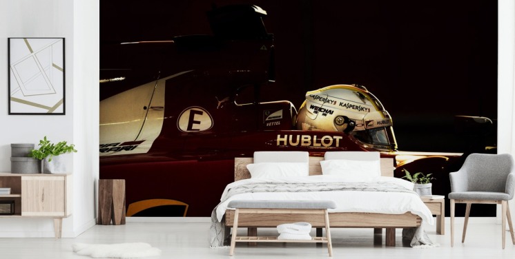 Zijaanzicht van rood F1 autobehang