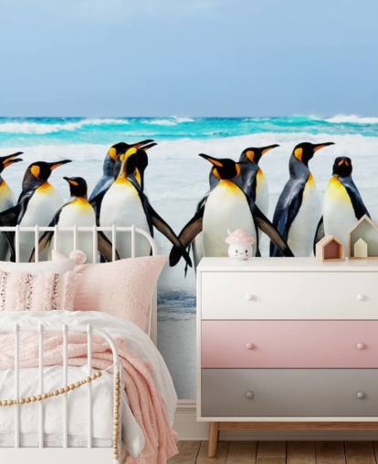 kirkas muokattava pingviinitapetti nimeltä Kings of the Beach lasten makuuhuoneisiin ja toimistoihin kirkas muokattava pingviinitapetti nimeltä Kings of the Beach lasten makuuhuoneisiin ja toimistoihin